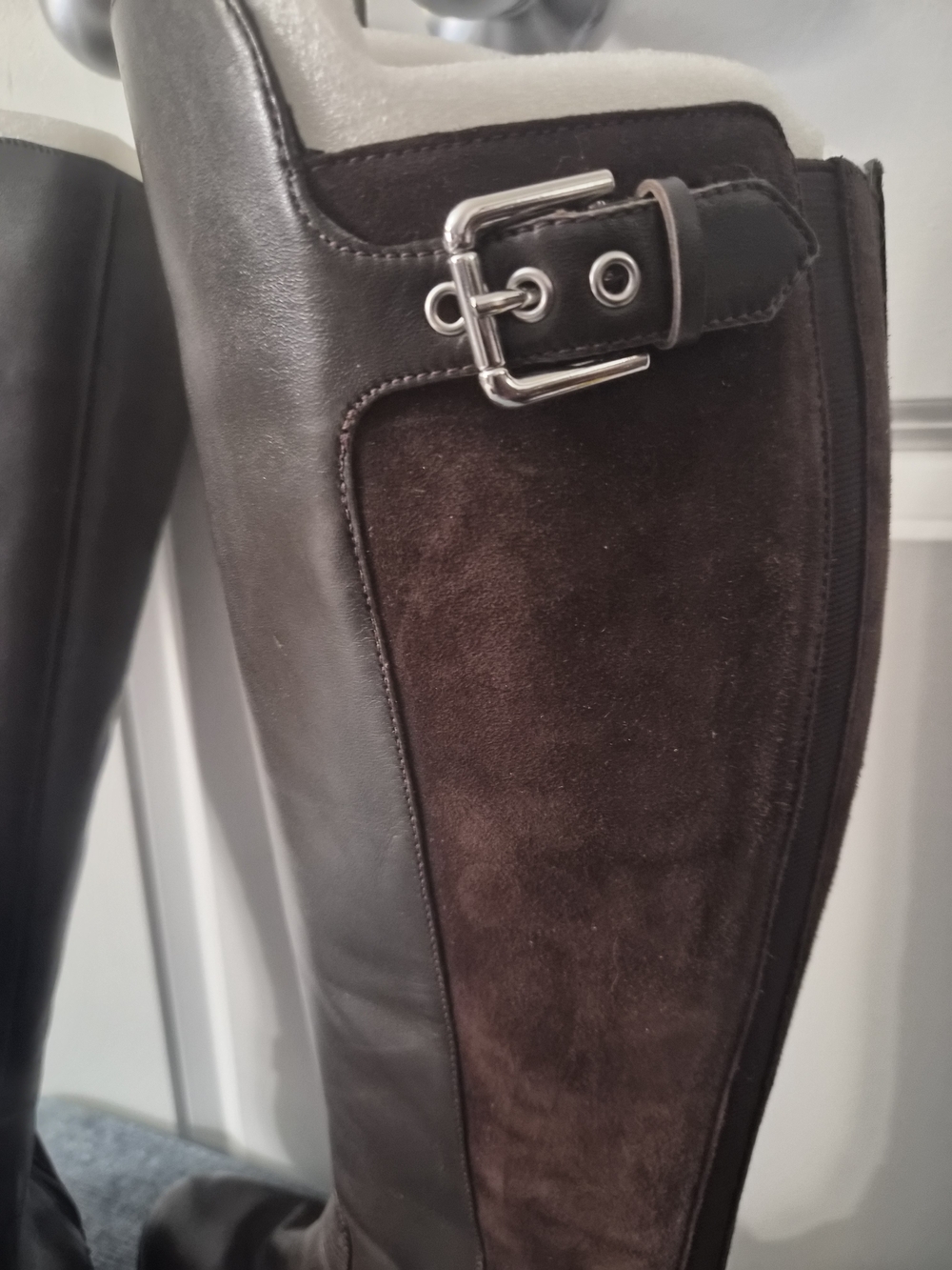 Marc Fisher Tall Leather & Suede Riding Boots in Dark Brown - Picture 4 of 12